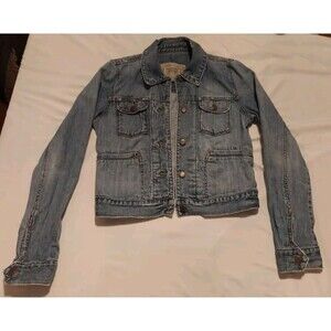 Abercrombie & Fitch Women's Medium Jean Jacket Vintage Button-Up Distressed